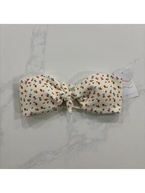 Dippin' Daisy's Women's Cream and Red Bandeau Bikini Top  Size Small NWT